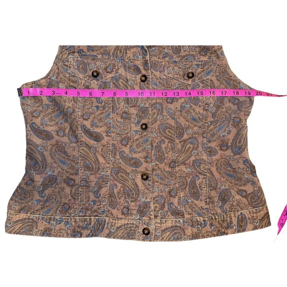 Crazy Horse a Liz Claiborne Company Stretch Corduroy‎ Paisley Vest Sz M Brown - Picture 9 of 9